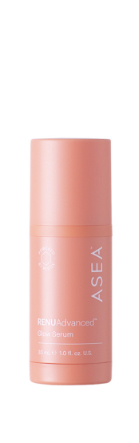 Shop Renu Advanced Skin Care - Healing Tao Australia. Pink bottle of Asea glow serum on a white background